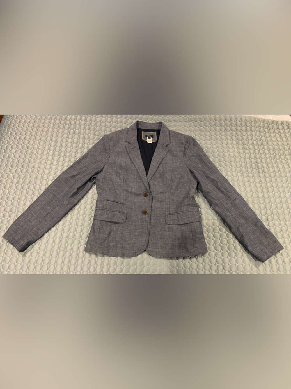 J. Crew Womens Sz6 Blue Chambray Long Sleeves Keating Boy 2-Button Blazer Jacket